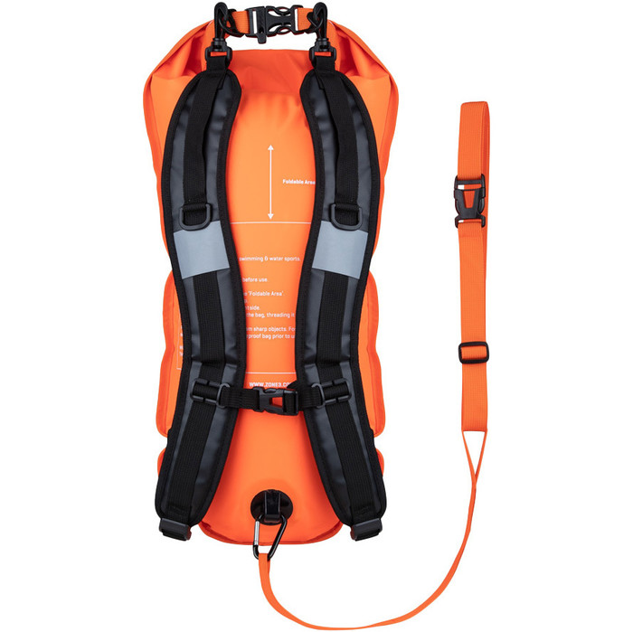 2024 Zone3 Recycled 2 LED Light 28L Backpack Swim Safety Buoy & Dry Bag SA23R2LBP113 - Hi-Vis Orange
